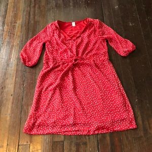 Red patterned dress